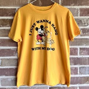 NWT Disney Mickey Pluto "I Just Wanna Hang With My Dog" T-Shirt